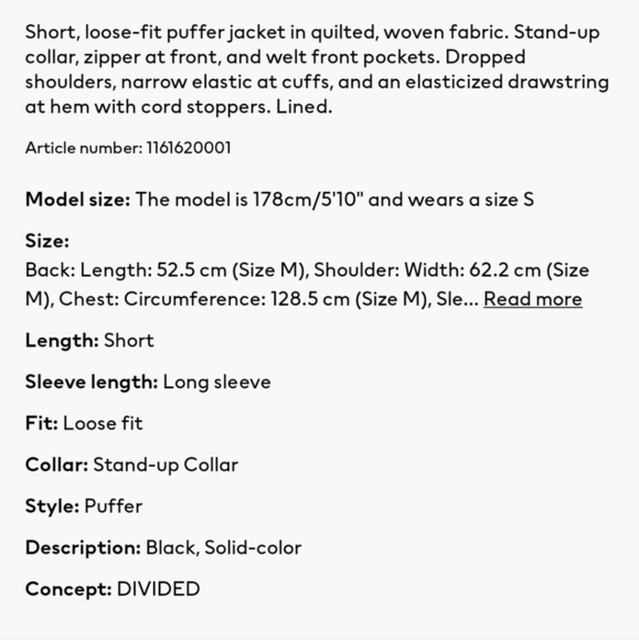 New H&M Puffer Jacket Size XL Black Puffer Winter Coat Womens Puffer Jacket - Picture 7 of 9